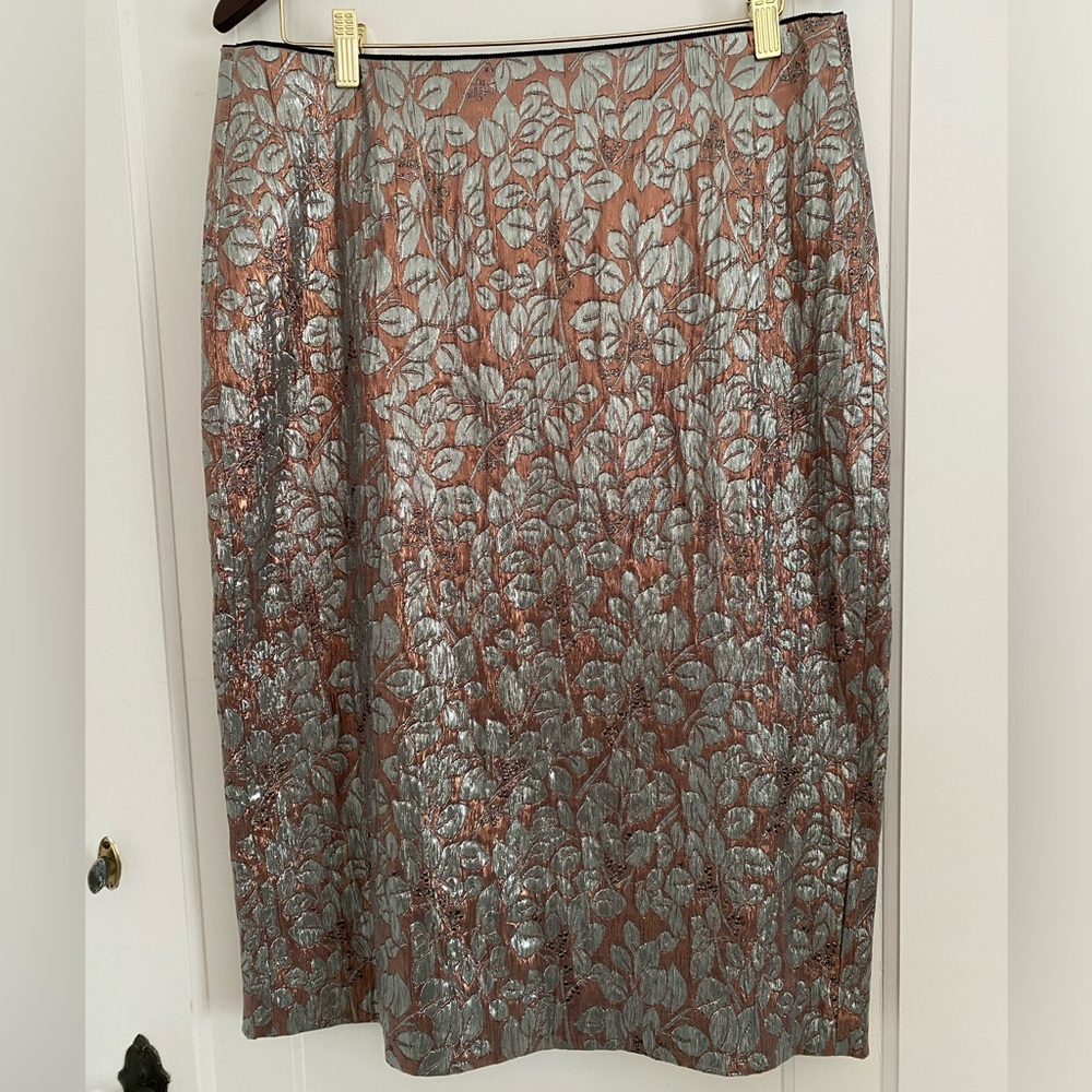 J.Crew Collection Metallic floral brocade midi pencil skirt. Size 14